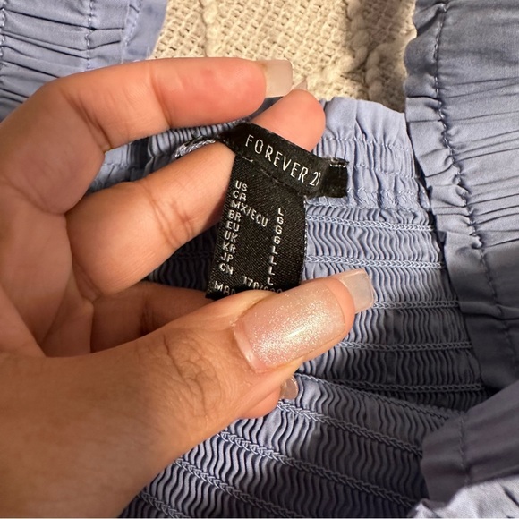 Forever 21 Blue smocked mini dress size Large women’s thick shoulder straps - Picture 2 of 7